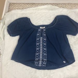 Abercrombie blue and white top